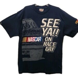 Vintage‎ 90s NASCAR T Shirt Men's Size XL Blue See Ya On Race Day Double Sided
